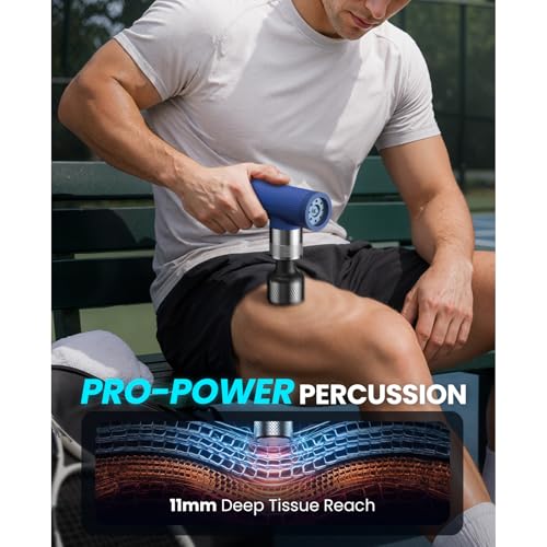 BOB AND BRAD A7 Pro Mini Massage Gun with Heat & Cold Therapy for Back Pain & Recovery - 11mm Deep Tissue, Portable Quiet Handheld Gun, FSA-HSA Eligible with Case, Fathers Day Dad Gifts