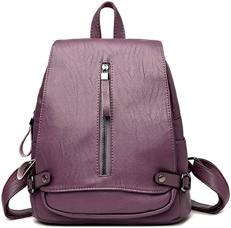 Xuaber Women Backpack Genuine Leather Casual Daypack Schoolbag for Girls Teenager Shoulderbag Knapsack (Purple PU)