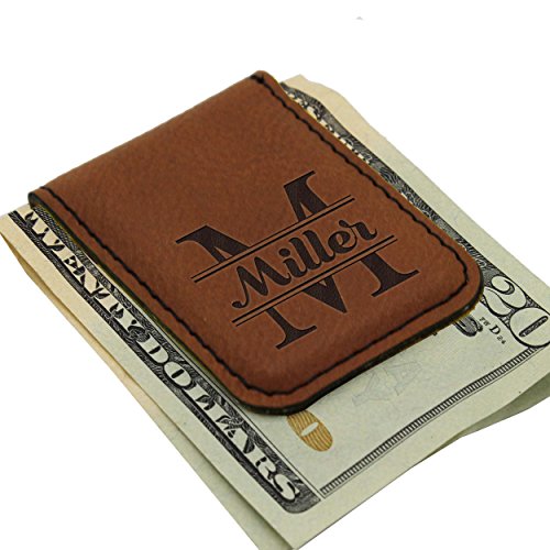 Personalized Magnetic Money Clip - Custom Engraved Gift for Men, Him, Dad - Monogrammed for Free (Rust)