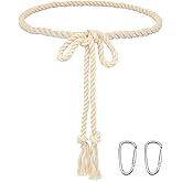 Kackaidi Extra Long Braided Cotton Waist Rope Tie Belt Woven Tassels Belt for Girl Women Dresses Pants