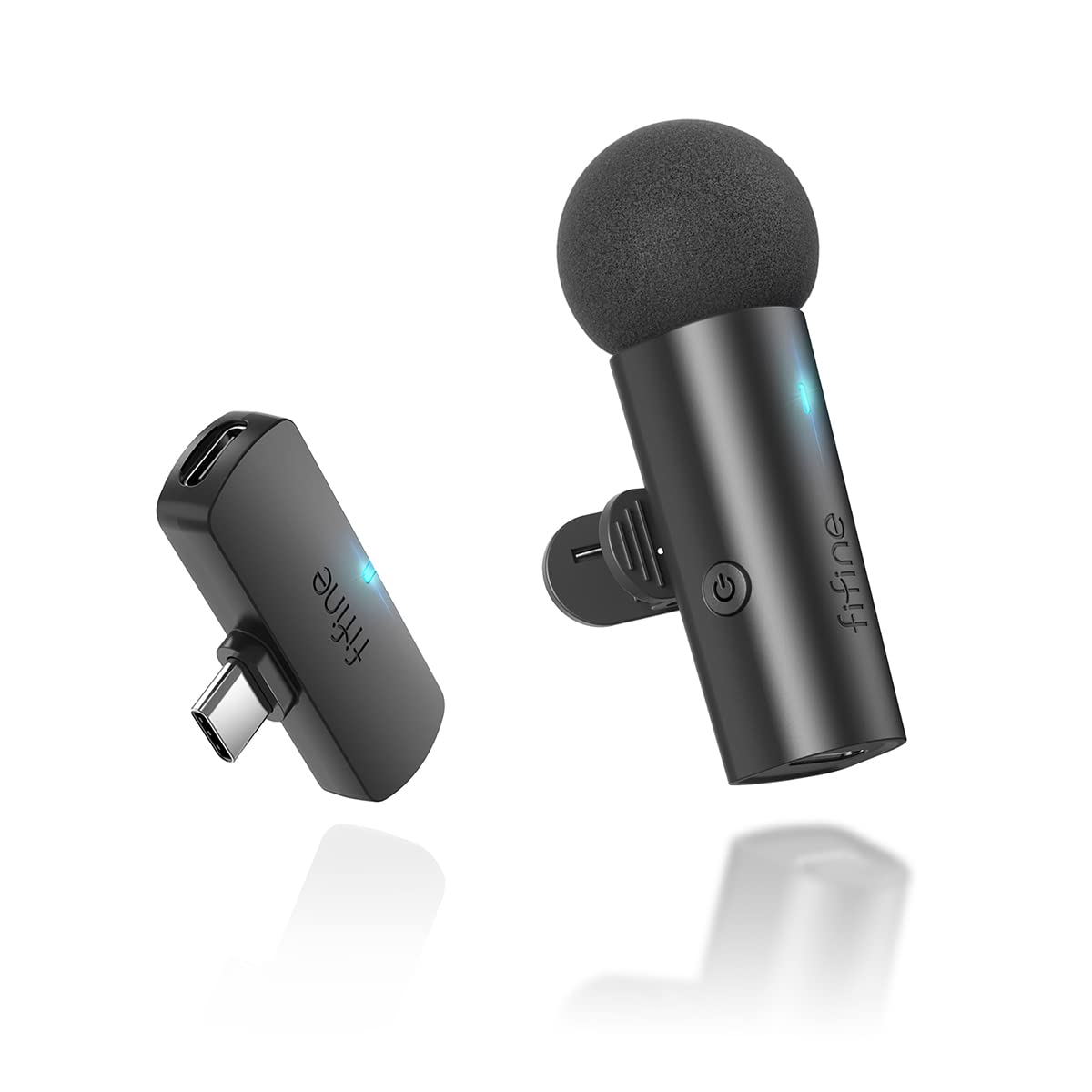 FIFINE Wireless Lavalier Lapel Microphone for iPhone15(USB C)/Android Phone/Tablet, Cordless Condenser Clip-On Microphone, Mini Mic, Type C Receiver for Video, Interview, Vlog, YouTube, Recording-M6
