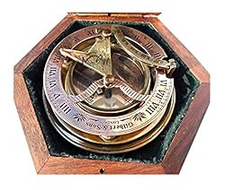 MAH Solid Brass Sundial Compass with Box Vintage