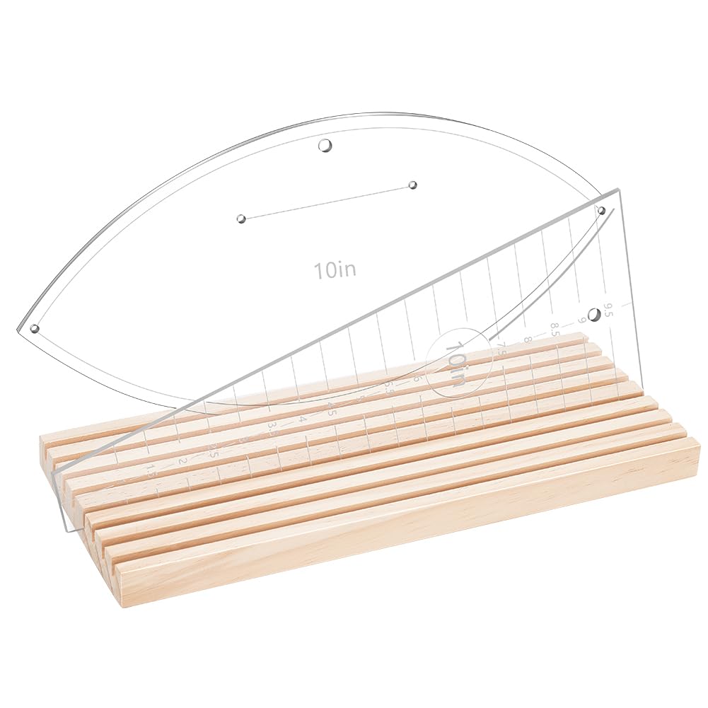 PH PandaHall Wooden Ruler Organizer - Quilting Ruler Storage Rack with 4mm Grid for Sewing Accessories - 24.9x10cm