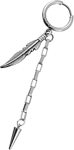 Amazon ピアス メンズ 韓国 ストリート ファッション ブランド ステンレス Sbg フェザー コーン スクエア チェーン フープ ピアス 片耳 アレルギー対応 ジュエリー 通販