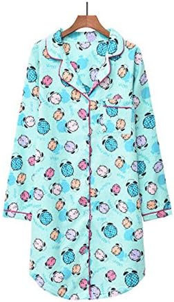 Nightgown Women Spring Long Sleepshirt Cute Cartoon Night Dress Plus Size Sleepwear Soft Casual Home Clothes