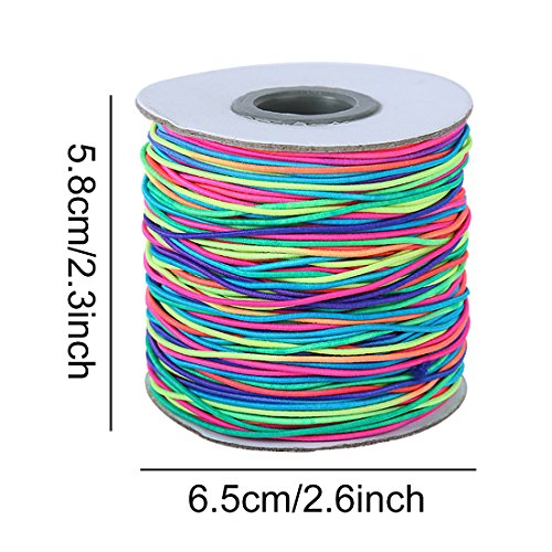iSuperb Rainbow Beads String 109 Yards 1mm Elastic Cord Thread Color Beading Threads Stretch String Fabric Crafting Cords for Jewelry Making, Rainbow Color