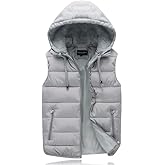 Gihuo Women's Puffer Vest Zip Up Quilted Padded Winter Hooded Vest Warm Jacket Outerwear Vest