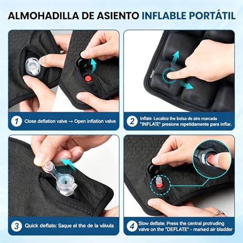 ANGECM8 Cojín de Viaje Inflable para Vuelos Largos, Cojines de Asiento de Aire 3D con Accesorios Inflables para Silla de Oficina, Silla de Ruedas, Coches, Vida en Casa (36 Bolsas)