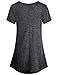 BAIKEA Womens Cross V Neck Short Sleeve Loose Flare Tunic Tops with Center Pleats