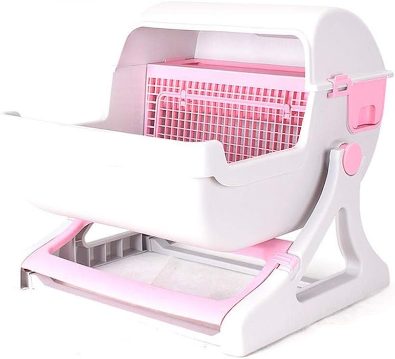 Cat Litter Box Luxury Cat Toilet Fully Enclosed Large Semi-Automatic Pet Toilet, Pink