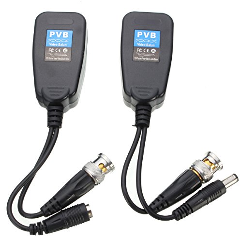 4 Pairs HD-CVI/TVI/AHD Passive Video Balun with Power Connector and RJ45 CAT5 Data Transmitter BNC Twisted Pair