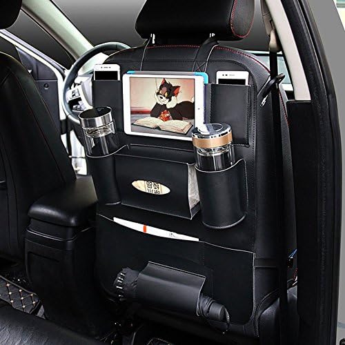 YOMIJN Back Seat Organizer Kick Mats With Pocket SUV Seat Storage Organizer Wateproof Multipurpose CAR Seat Protectors(Black/Mobile version)