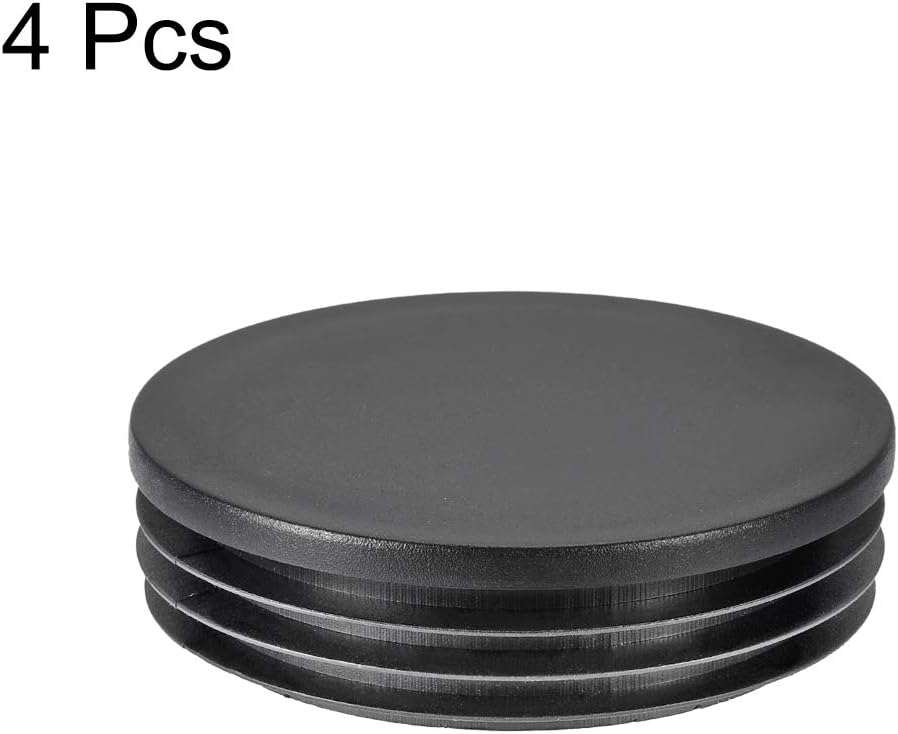 sourcing map 4pcs 90mm Dia Plastic Tubing Plug Round Post End Caps for Handrail Stair Newel Guardrail Tube Black - Image 4