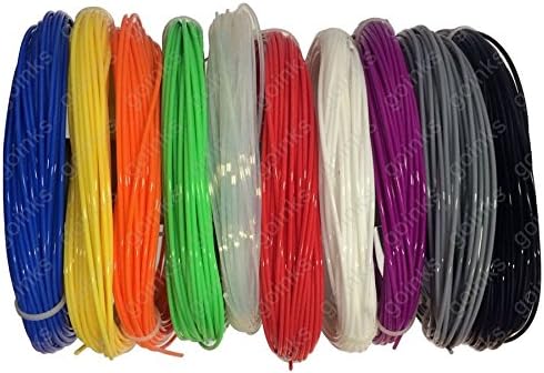 Go Inks® 20M Rainbow Samples Pack of 3D Printer Filament - 10 Colours/ABS / 1.75mm