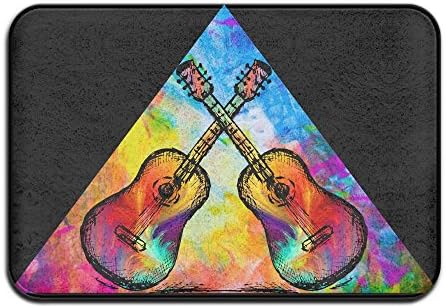 Colorful Classic Guitar Music Triangle Non Slip Doormat Entrance Mat Floor Mat Rug Dirt Trapper Mats 15.7"x23.6"