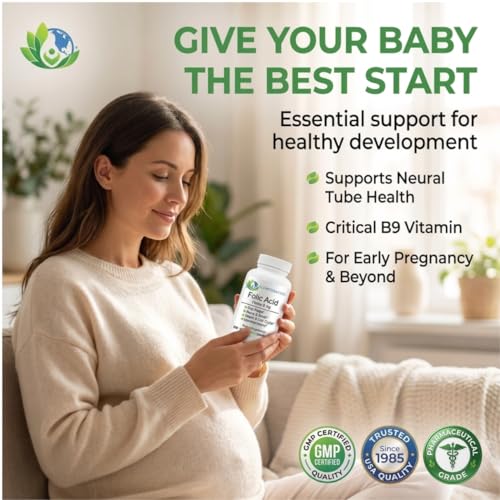 EcoIntegratives Folic Acid Folate 5mg (B9) Prenatal, Reproductive Health, Homocysteine, Metabolism, Cardiovascular, Bone, Immune Support, Allergen Free, Non GMO - 100 Vegan Capsules