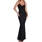 XinFSh Women's Floral Lace Corset Tie Wedding Guest Bodycon Maxi Dress Spaghetti Strap Elegant Long Formal Cocktail Dresses