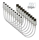 GadgetsPRO Micro USB Cable for all Android devices, White, Short 0.2m/8in (10-pack)