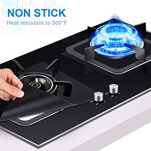 TAOPE Lot de 8 housses de protection pour brûleur à gaz réutilisables anti-adhésifs et résistants à la chaleur Noir 26,9 x 26,9 cm