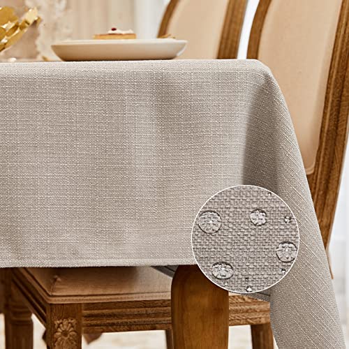 Photo 1 of BALCONY & FALCON Rectangle Tablecloth Washable Wrinkle Resistant and Water Proof Table Cloth Decorative Linen Fabric Tablecloths for Dining Parties Kitchen Wedding and Outdoor Use (Beige, 90x156)