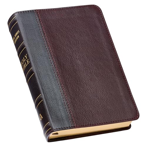 KJV Holy Bible, Compact Premium Full Grain Leather Red Letter Edition - Ribbon Marker, King James Version, Merlot/Burgundy Two-tone (KJV Compact Editions)