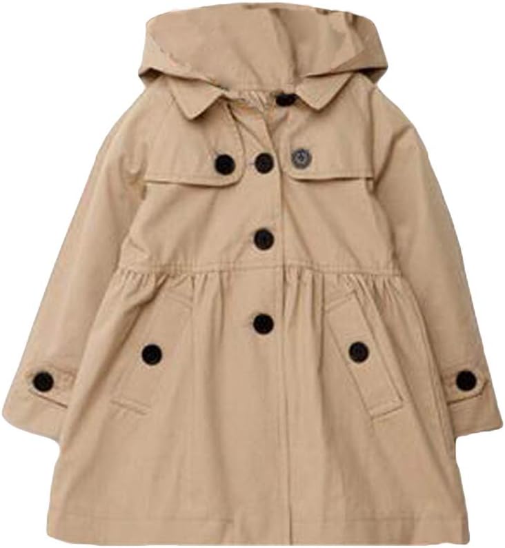 Mallimoda Girl's Hooded Trench Coat Jacket Dress Windbreaker Outwear
