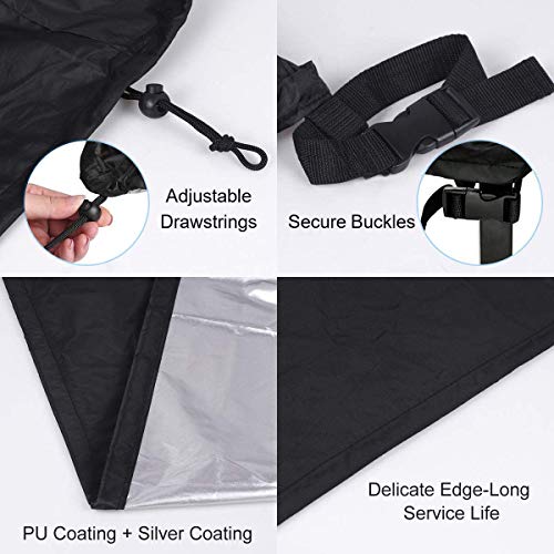 SanGlory Gartenmöbel Abdeckung, Atmungsaktiv Abdeckhaube für Tisch und Stühle, wasserdichte Oxford Gewebe Sitzgruppe Abdeckplane, Rechteckig Schutzhülle für Gartentisch (242x162x100cm) – Schwarz – Bild 6