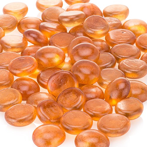 Dashington Flat Orange Marbles (5 Pound Bag/80oz), Pebbles for Vase Filler, Table Scatter, Aquarium Decor, Gems