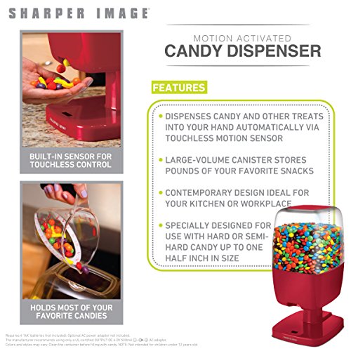 SHARPER IMAGE Motion Activated Candy Dispenser For Gumballs, Nuts, Snacks, Touchless Battery