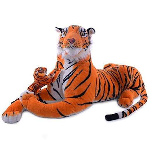 VERCART 43 inches Giant Realistic Stuffed Animals Soft Plush Toy Brown Tiger for Kids Birthday Gifts (with A Small Tigger)