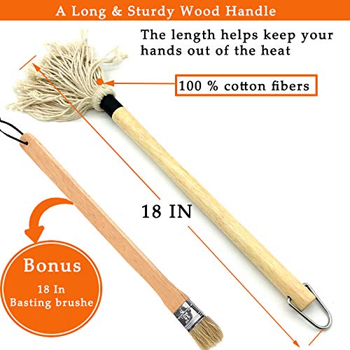 Basting Mop Bbq Mopping Brush, 18 Inch Large Grill Handle Barbecue Mop