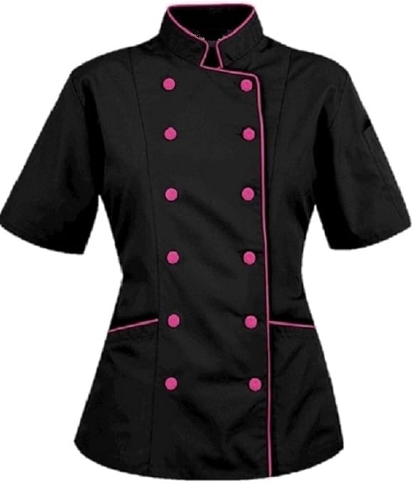 pink chef jacket short sleeve