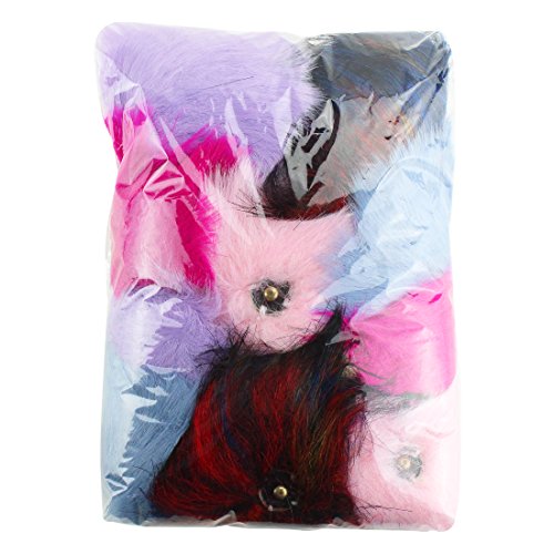 JINSEY 12pcs Faux Fake Fox Fur Fluffy Pom Pom Balls with Snap for Knitting Pompom Hat Hats Keychains Purse Charms Craft Making Supply Colorful