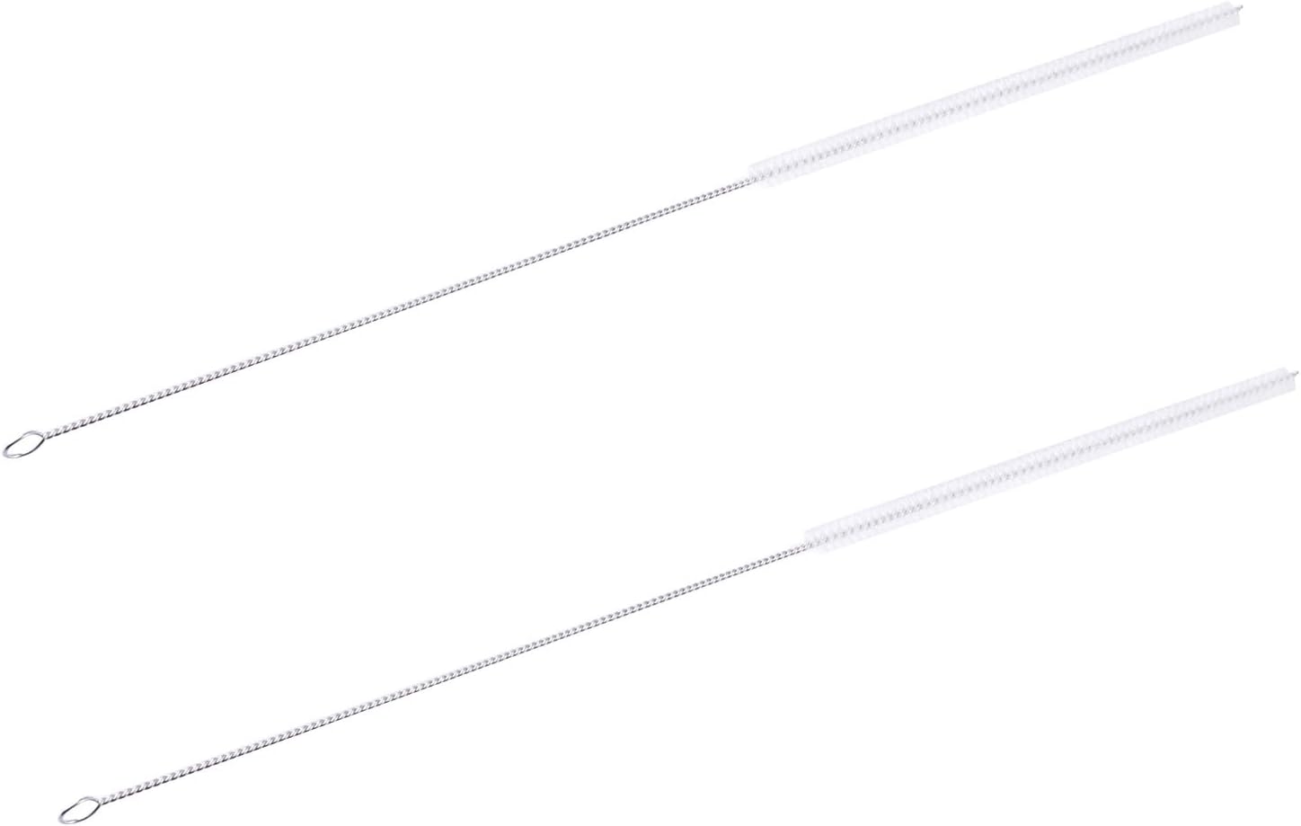 Podoy Straw Brush Pipe Cleaner with 18" Long White Nylon Bristle Wire Stainless Steel Cleaning Pipe Straw Brush (Pack of 2)
