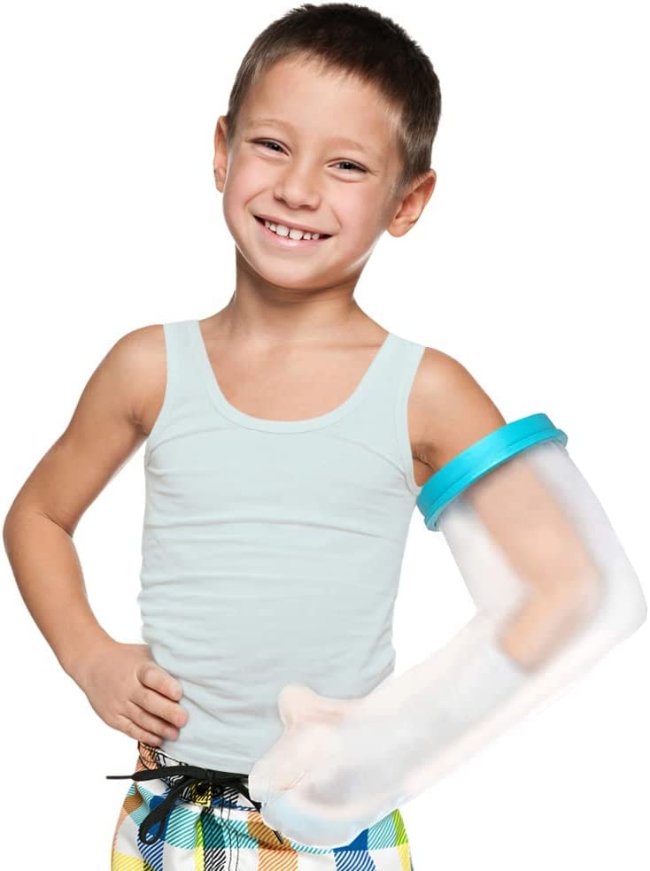 Fasola Child Cast Cover Arm Waterproof for Shower, Plaster Hand Sleeve Dressing Protector for Broken Wrist, Elbow, Fingers Wound, Burns, Reusable Cast Bag Full Arm Keep Wounds & Bandage Dry, 23 inch