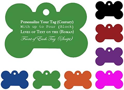 eXtreme Dog Custom Engraved Bone Shaped Pet ID Tags for Dogs and Puppies - 7 Colors and 4 Fonts to Personalize Your Dog ID Tags - Green ID Tag - Front and Back Sides Up to 4 Lines Each