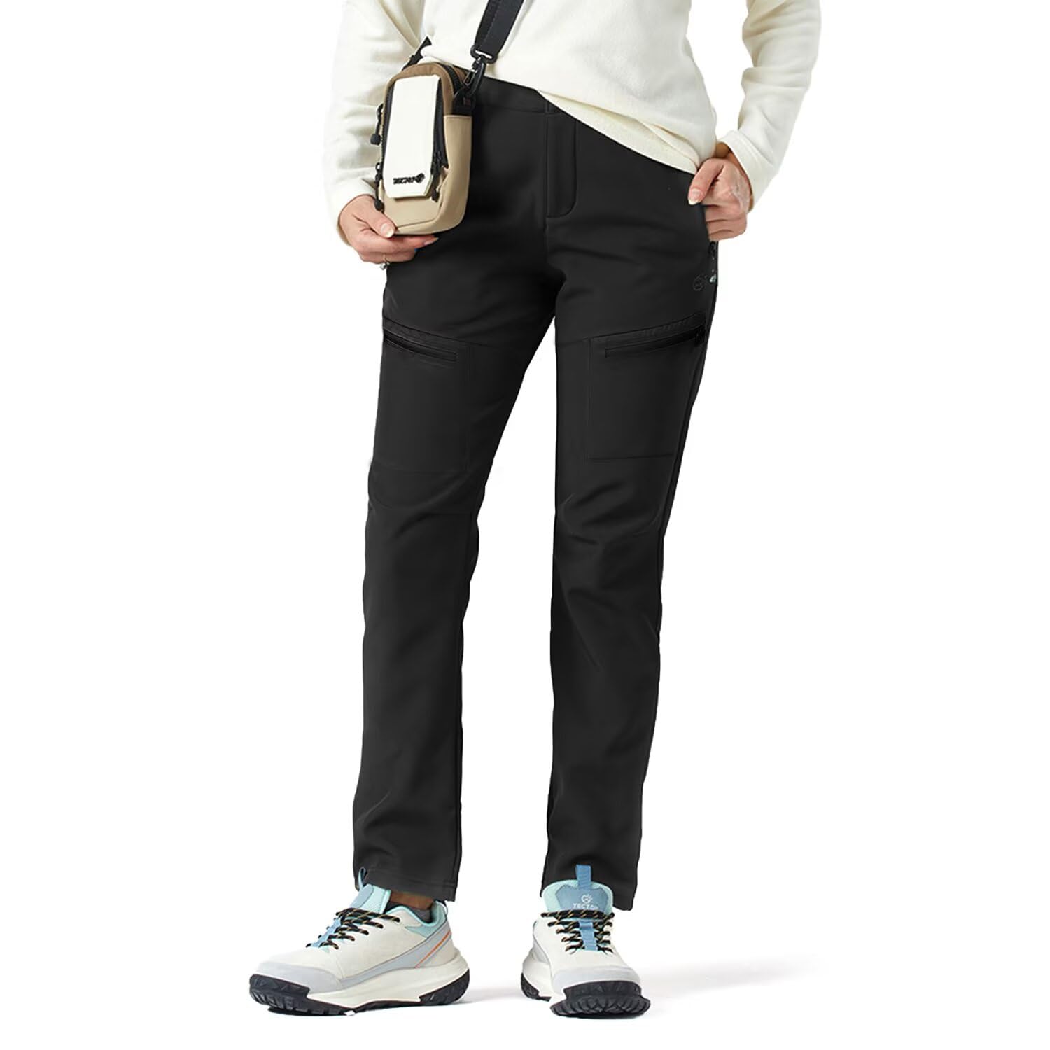 Photo 1 of **RUNS BIG*** tectop Women’s Hiking Cargo Pants Quick-Dry Lightweight Slim Fit with Zipper Pockets – Breathable Athletic Pants for Camping, Trekking, Fishing, Travel 2422408SZ-Black-M