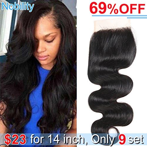Boby Wave 4x4 Free Part Lace Closure 14 inch Brazilian Hair Body Wave Top Closure Unprocessed Human Hair Lace Front Closure Natural Black Color No Bleached Knots