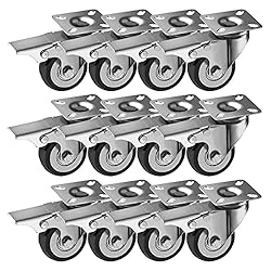 12 Pack 2-Inch Caster Wheels WITH BRAKE Swivel