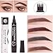 Plovex Waterproof Microblading Eyebrow Tattoo Pen 4 Head Fine Sketch Enhancer Fork Tip Eyebrow Tattoo Tint Eyebrow Gel Pencil Makeup (01 Light brown)