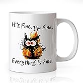 WHTYEFZ It's Fine I'm Fine Coffee Mug, Funny Cat Black Humor Theme Gifts for Cat Lover Mom Bestie Friend BFF Aunt Niece, Retirement Promotion Birthday Gifts for Assistant Coworker Boss Leader Women