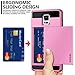 Vofolen Case for Galaxy S5 Case Hybrid Cover Galaxy S5 Wallet Case Shock Absorption Rubber Soft Bumper Armor Anti-Scratch Protective Shell with Slide Card Holder Slot for Samsung Galaxy S5 (Pink)