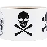 White Skull and Crossbones Stickers – 2 Inch Round Semi-Gloss Labels, 100 Total Adhesive Stickers on a Roll for Crafts, Party Favors, Decorations, and Packaging – Made in the USA