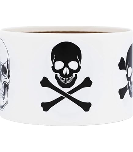 Amazon.com: Silver Skull and Crossbones Circle Dot Stickers