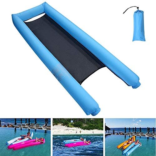 Ruboka Summer companion Inflatable Floating Bed, Portable Floating Water Hammock for Adults and Kids, Quick Inflate, No Needed Pump,Swimming Pool Pool Lounger Beach Mat 3 Colours(blue)
