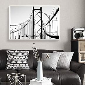 Floating Framed Canvas Wall Art for Living Room, Bedroom Black and White Bridge Canvas Prints for Home Decoration Ready to Hang - 16x24 inches