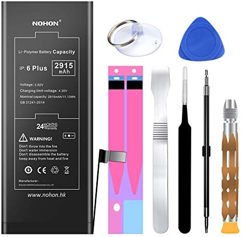 NOHON 2915mAh Battery Replacement Compatible for iPhone 6 Plus,0 Cycle Li-ion Battery with Complete Repair Tool Kit and Instructions - Included 24 Months Warranty