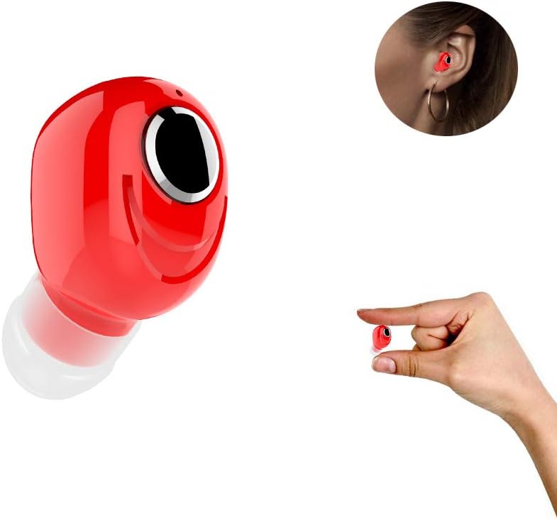 Single Bluetooth Earbud, Mini Invisible Earpiece with Microphone Smallest car Headsets Wireless in-Ear Headphone Earphone for Sports Running Workout Gym