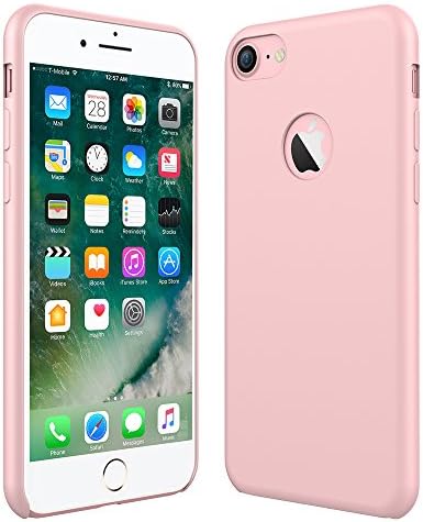 iPhone 7 Case, PENJOY Premium Liquid Silicone Gel Rubber Slim Fit Soft Shockproof Protective Case with Microfiber Cloth Lining Cushion for Apple iPhone 7 4.7 inch (2016), Pink
