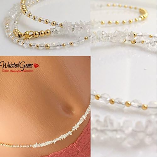14k Gold and Crystal Waist Beads, Wedding Gift, Gold Waist bead, African Waist Beads, Gold Waist Chain, Belly Ring, Crop Top, Waist Chain, Summer Jewelry, Belly Chain, Waisted Gems,
